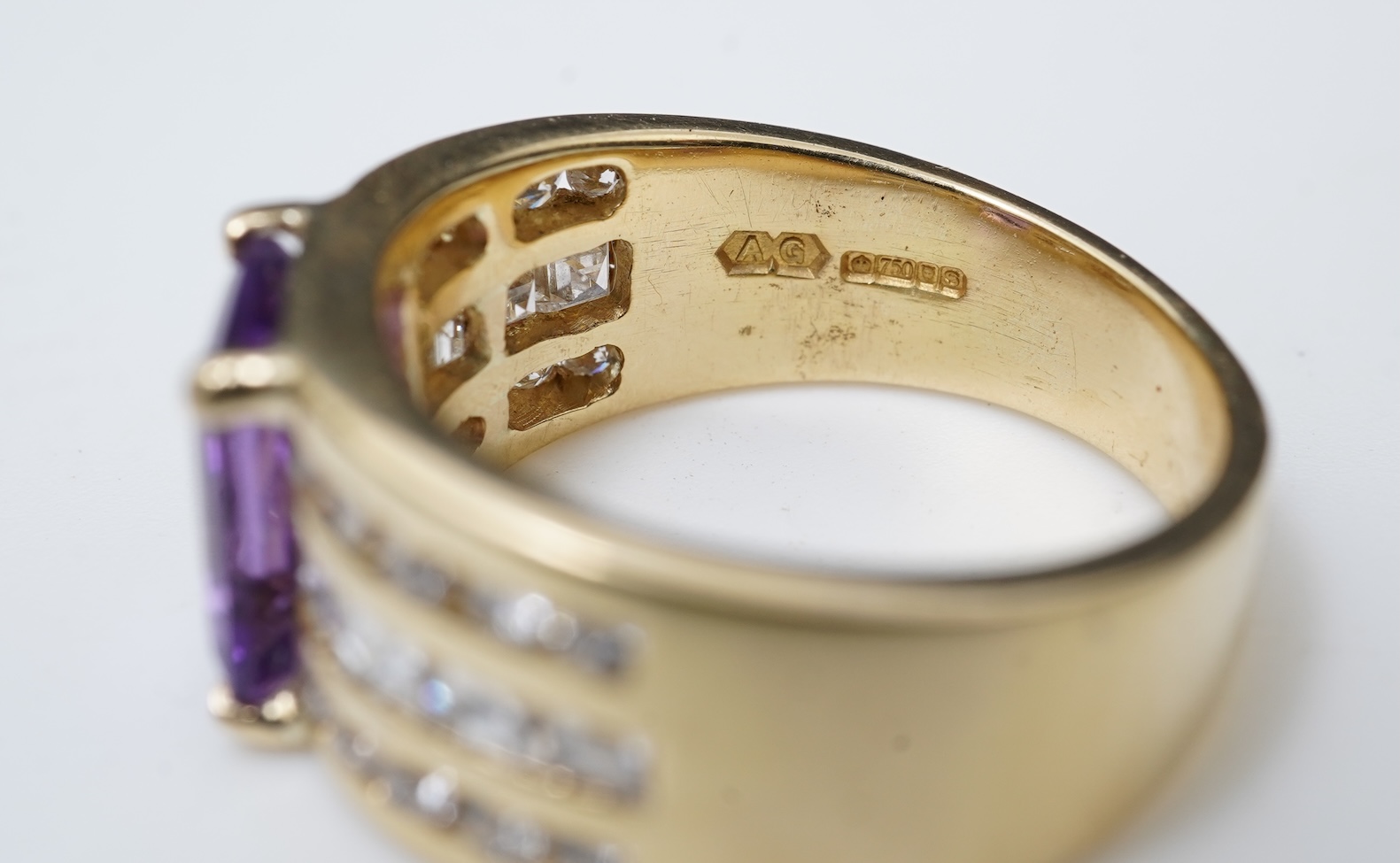 An amethyst and diamond ring